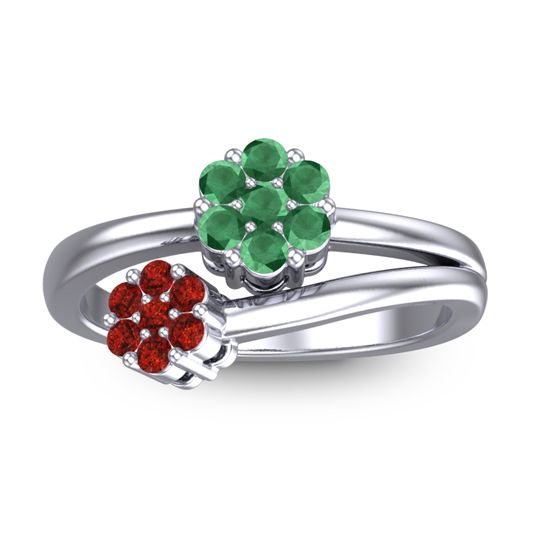 Simple Floral Pave Medin Ring