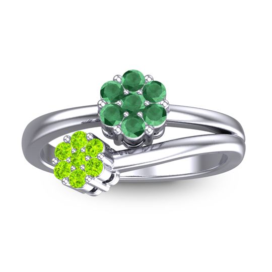 Simple Floral Pave Medin Ring