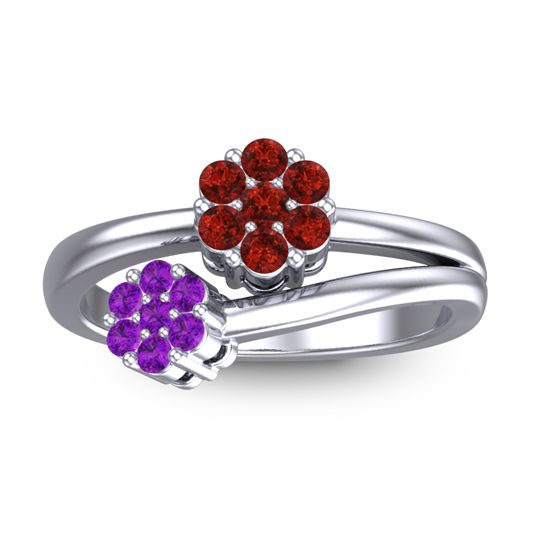 Simple Floral Pave Medin Ring