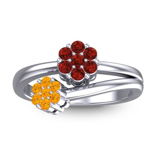 Simple Floral Pave Medin Ring