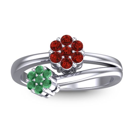 Simple Floral Pave Medin Ring