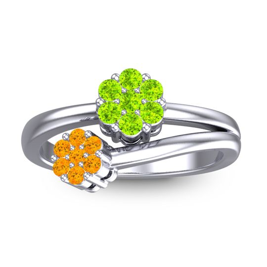 Simple Floral Pave Medin Ring