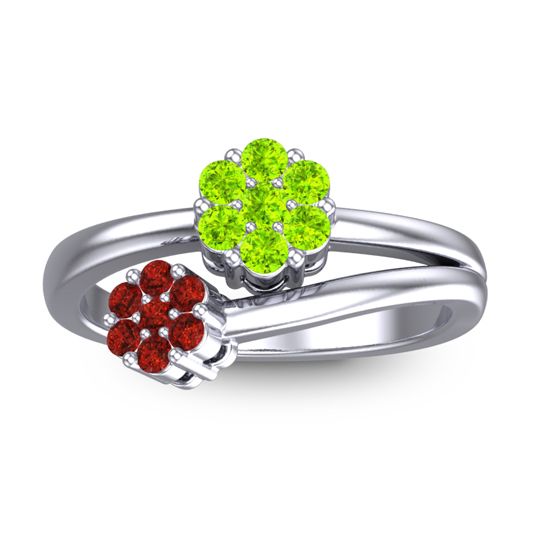 Simple Floral Pave Medin Ring