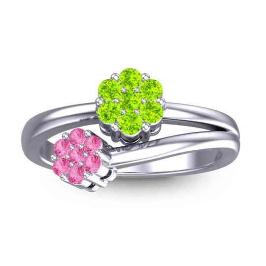 Simple Floral Pave Medin Ring