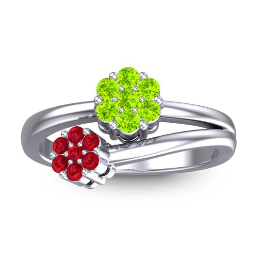 Simple Floral Pave Medin Ring