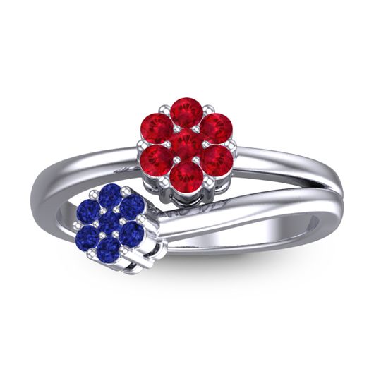 Simple Floral Pave Medin Ring
