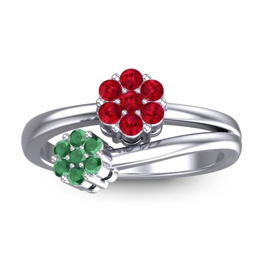 Simple Floral Pave Medin Ring