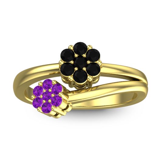 Simple Floral Pave Medin Ring