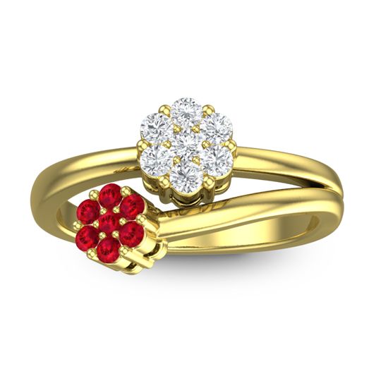 Simple Floral Pave Medin Ring
