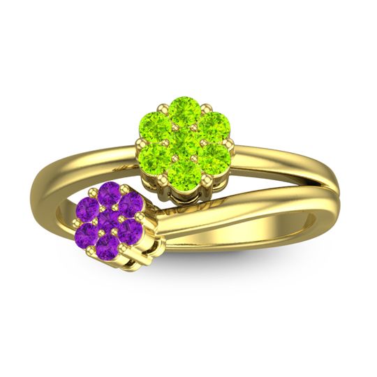 Simple Floral Pave Medin Ring