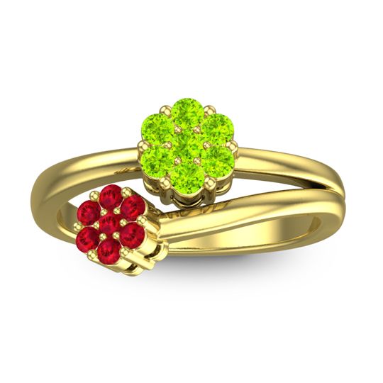 Simple Floral Pave Medin Ring