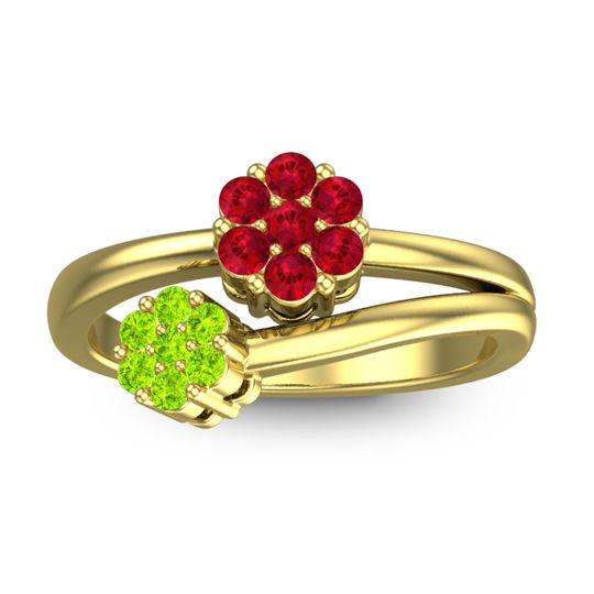 Simple Floral Pave Medin Ring