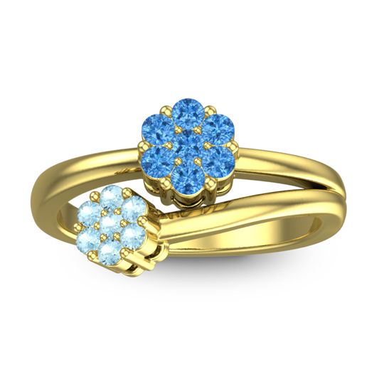 Simple Floral Pave Medin Ring