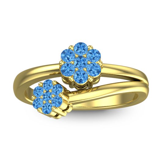 Simple Floral Pave Medin Ring
