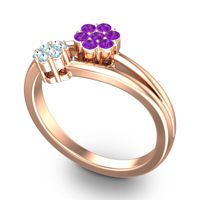 Simple Floral Pave Medin Ring