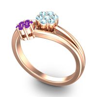 Simple Floral Pave Medin Ring