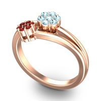 Simple Floral Pave Medin Ring