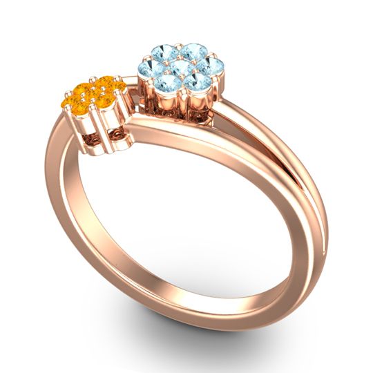 Simple Floral Pave Medin Ring