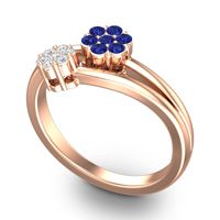 Simple Floral Pave Medin Ring