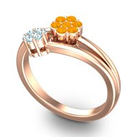 Simple Floral Pave Medin Ring