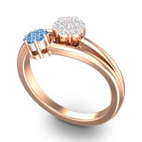 Simple Floral Pave Medin Ring