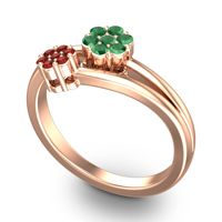 Simple Floral Pave Medin Ring