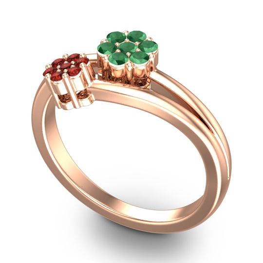 Simple Floral Pave Medin Ring