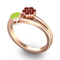 Simple Floral Pave Medin Ring