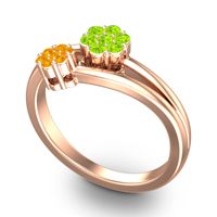 Simple Floral Pave Medin Ring