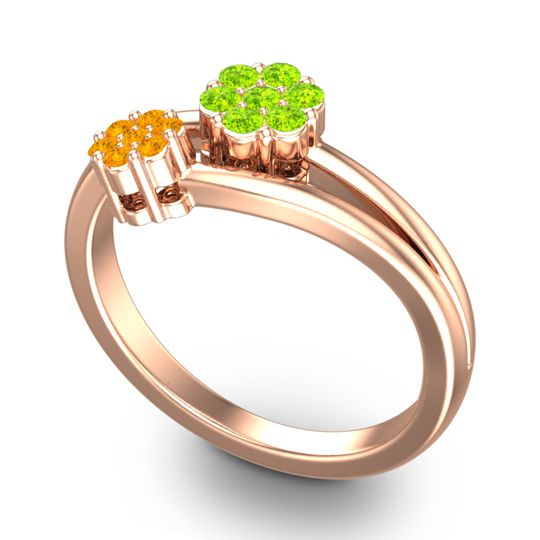 Simple Floral Pave Medin Ring