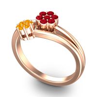 Simple Floral Pave Medin Ring
