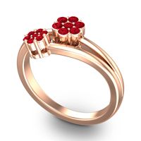Simple Floral Pave Medin Ring