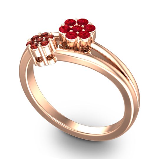 Simple Floral Pave Medin Ring