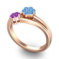 Simple Floral Pave Medin Ring
