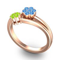 Simple Floral Pave Medin Ring