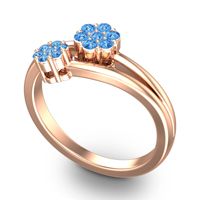 Simple Floral Pave Medin Ring