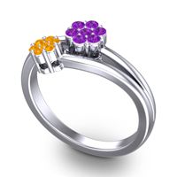 Simple Floral Pave Medin Ring