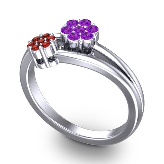 Simple Floral Pave Medin Ring