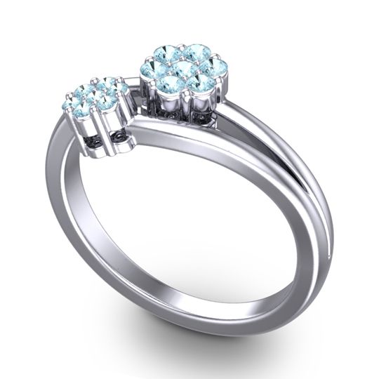 Simple Floral Pave Medin Ring