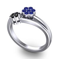 Simple Floral Pave Medin Ring