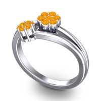Simple Floral Pave Medin Ring