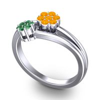 Simple Floral Pave Medin Ring
