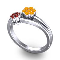 Simple Floral Pave Medin Ring
