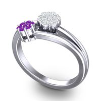 Simple Floral Pave Medin Ring