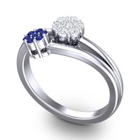 Simple Floral Pave Medin Ring
