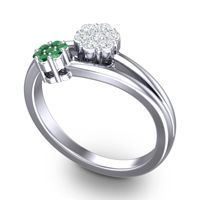 Simple Floral Pave Medin Ring