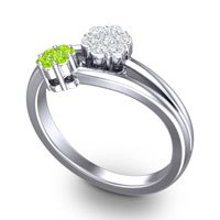 Simple Floral Pave Medin Ring