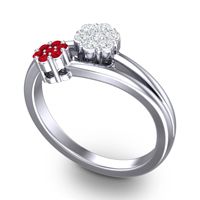 Simple Floral Pave Medin Ring