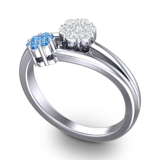Simple Floral Pave Medin Ring