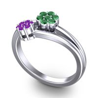Simple Floral Pave Medin Ring